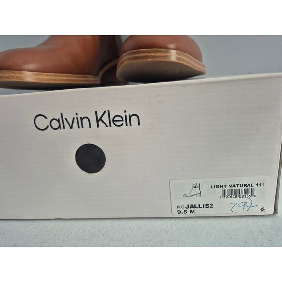 Calvin Klein Women's Jallis US 9.5M Natural Brown Block Heel Dress Booties - Picture 2 of 6